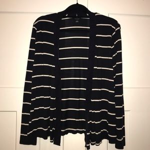 Ann Taylor navy/white stripe cardigan, size Large